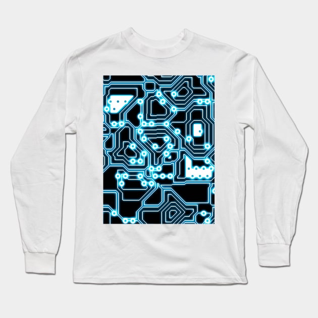 Electron - glowing circuits Long Sleeve T-Shirt by BonniePhantasm